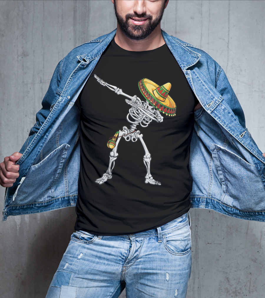 Skeleton Dabbing Sombrero Cinco De Mayo T-Shirt