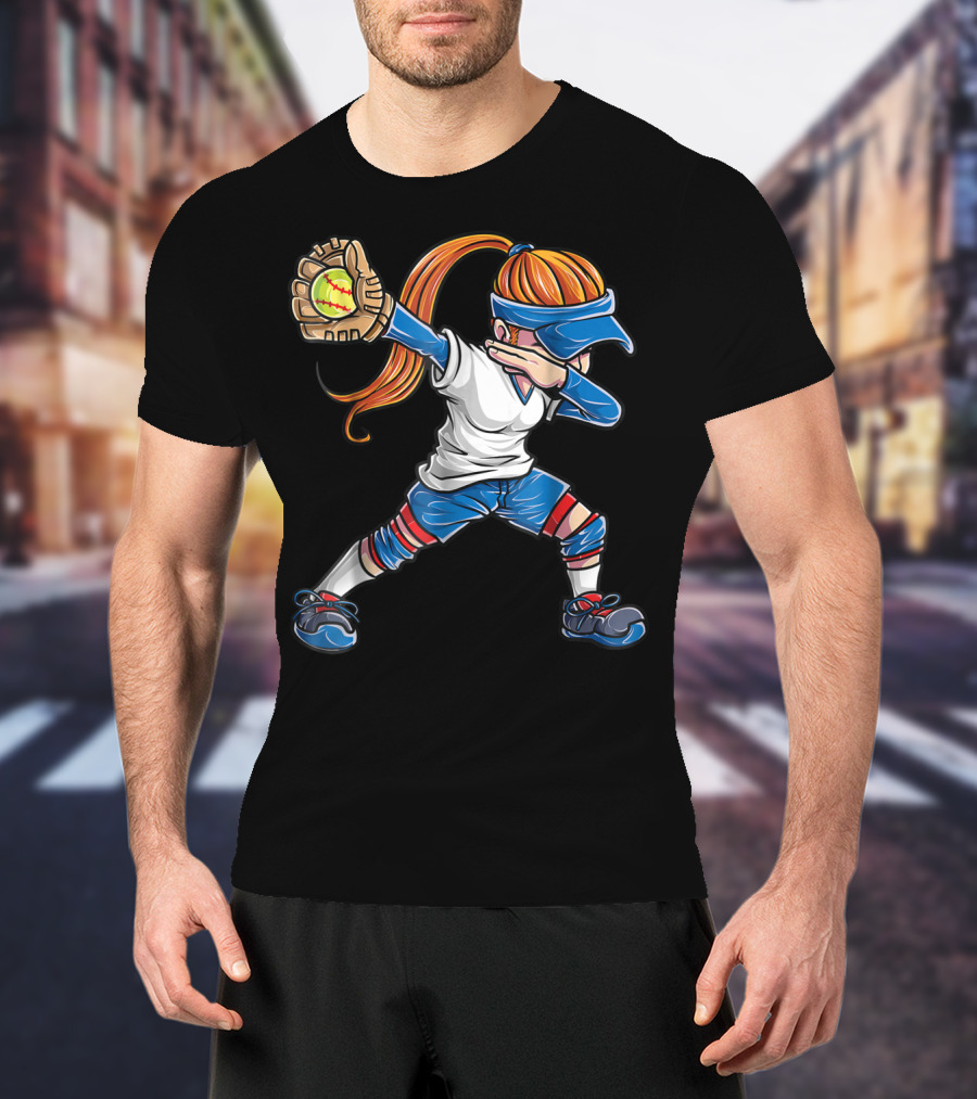 Dabbing Softball Girl Catcher Pitcher Women Dab T-Shirt