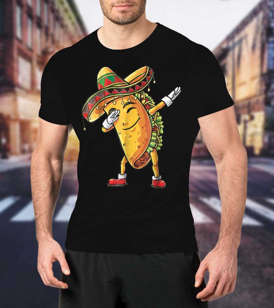 Dabbing Taco Sombrero Cinco De Mayo Kids Boys Girls Fun T-Shirt