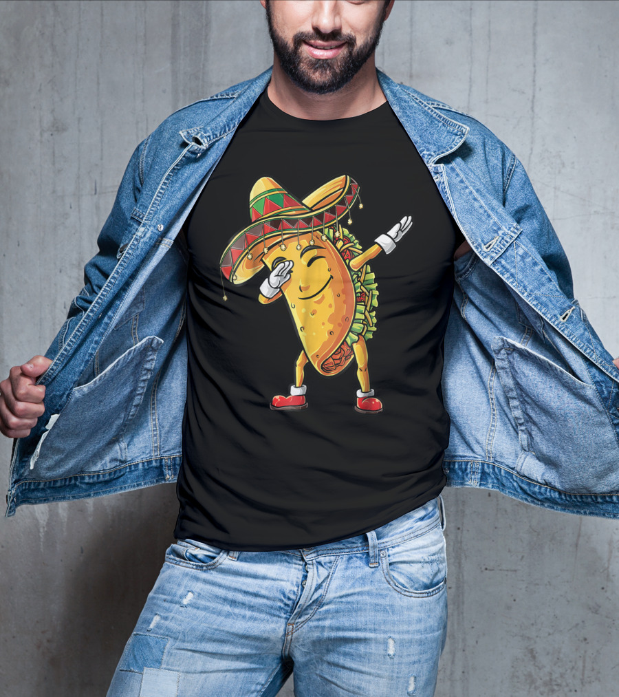 Dabbing Taco Sombrero Cinco De Mayo Kids Boys Girls Fun T-Shirt