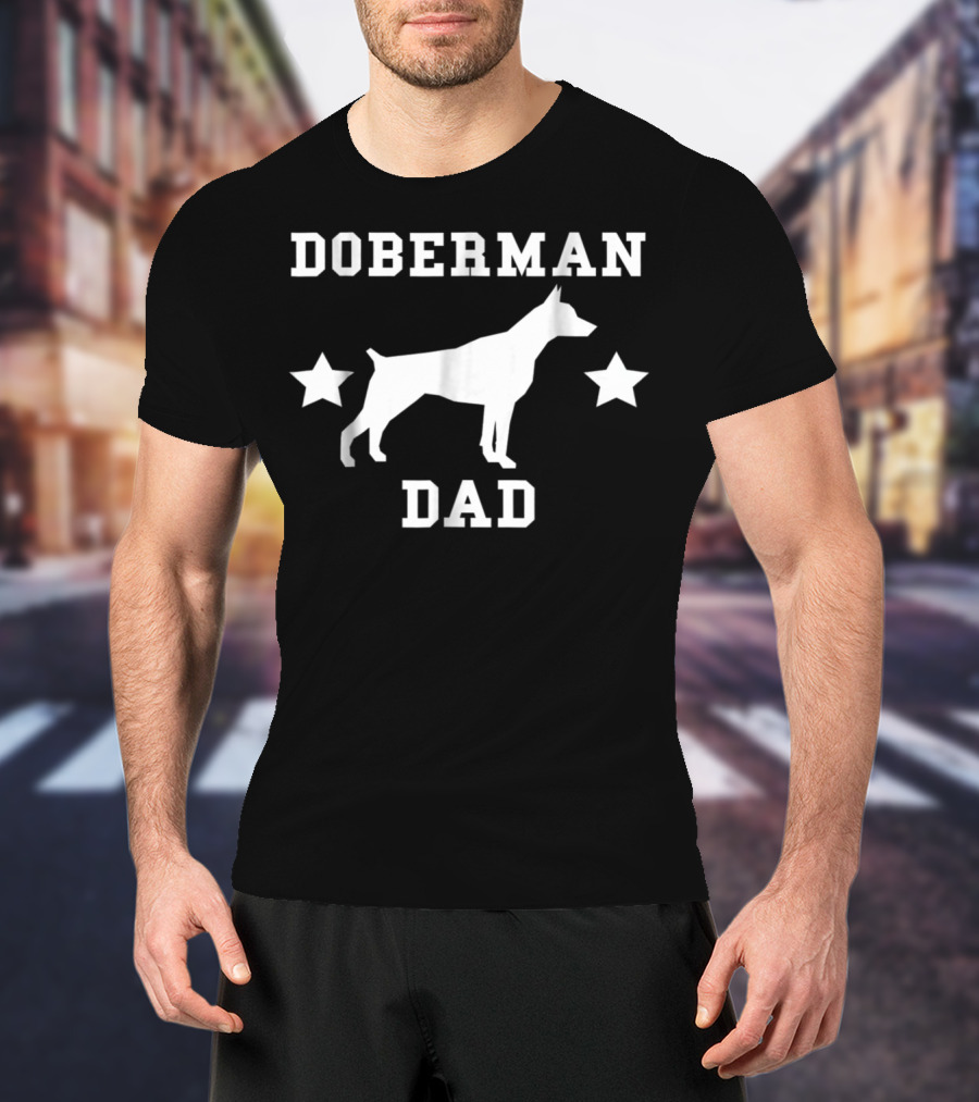 Doberman Dad Womens Premium Two Stars T-Shirt