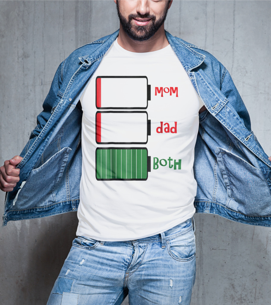 Feelin Good Tees Love Mom Dad Both Battery Levels T-Shirt