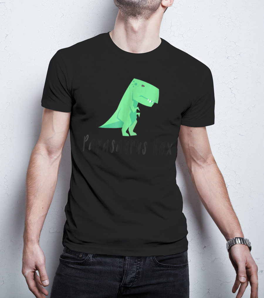 Papasaurus Rex Cute Dinosaur Dad Funny T-Shirt