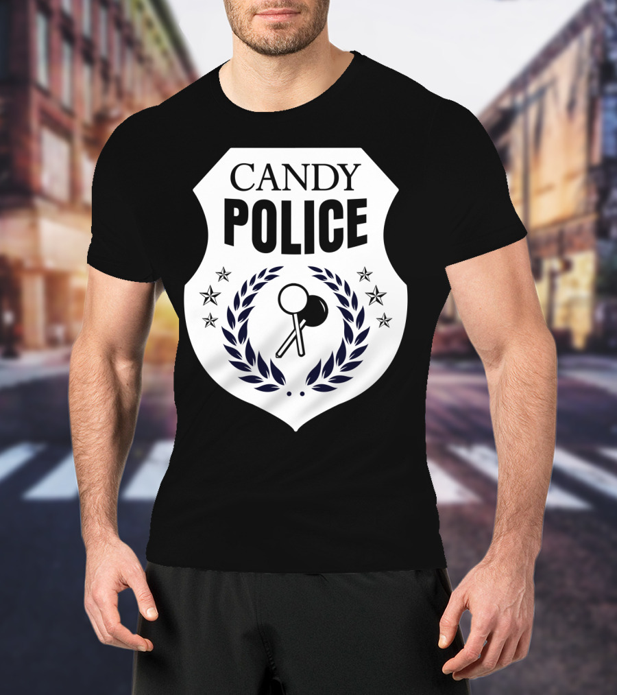 Candy Police Badge Funny Halloween Saying Parent Tee28 T-Shirt