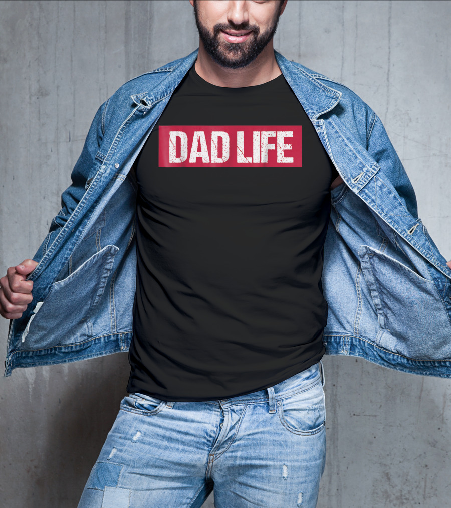 Mens Dad Life Red Block Text T-Shirt