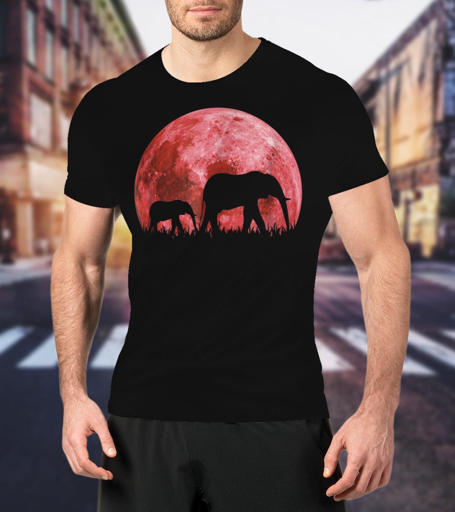 Africa Elephant Moon Safari Animal Map Dad Te42 T-Shirt