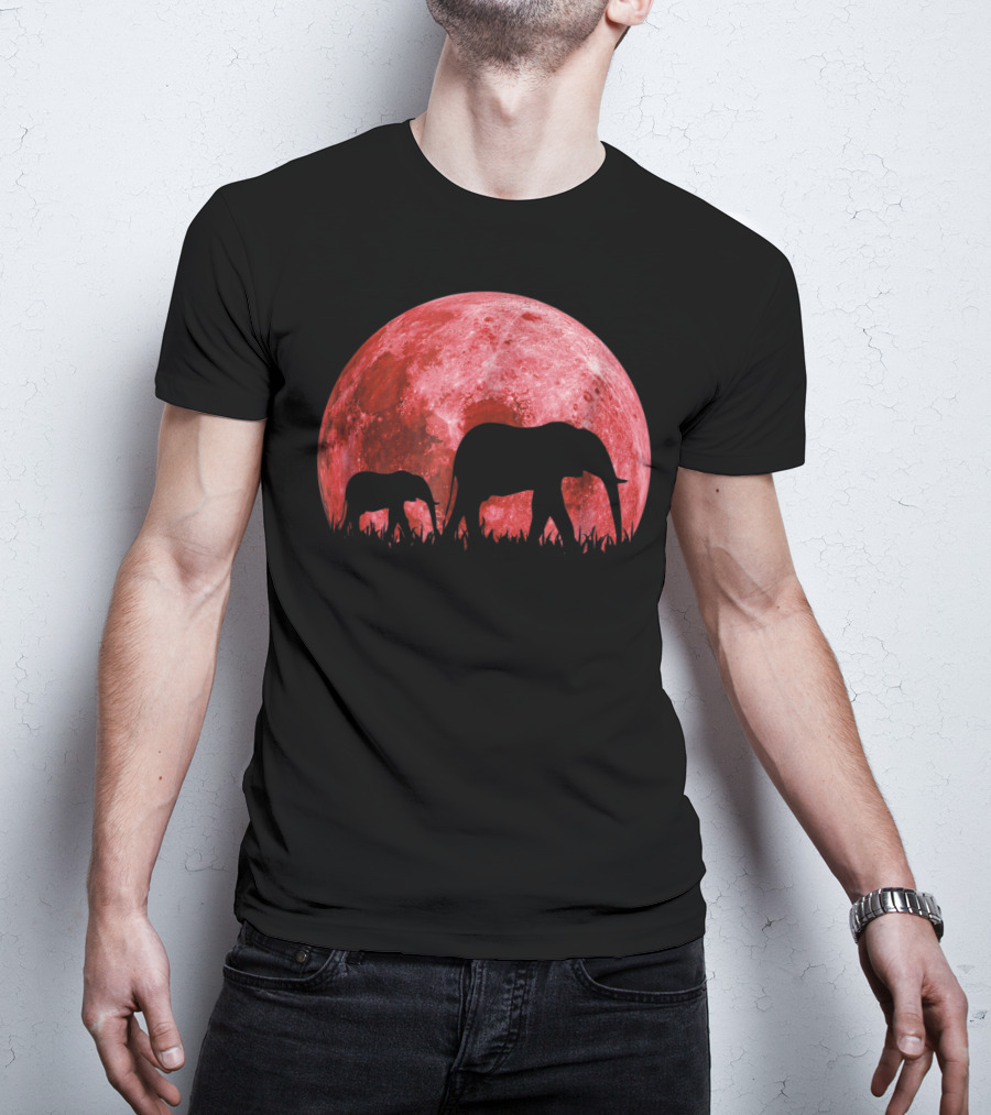 Africa Elephant Moon Safari Animal Map Dad Te42 T-Shirt