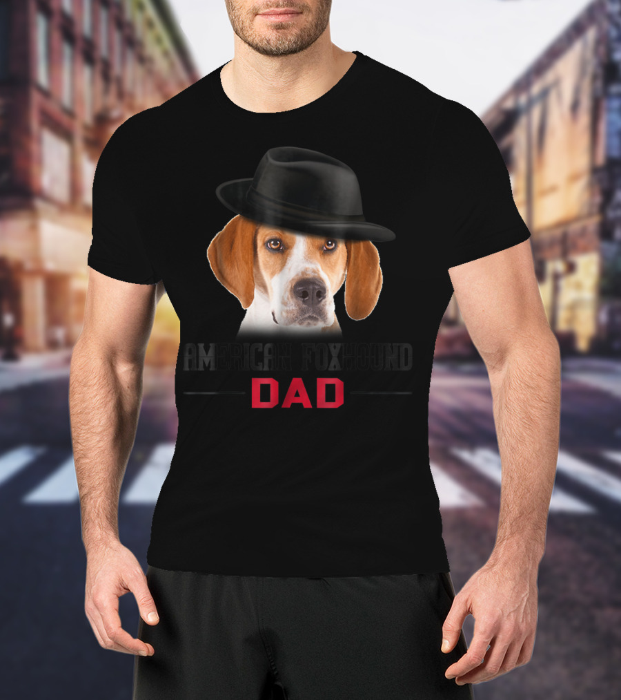American Foxhound Dad With Stylish Hat Dog Lovers T-Shirt