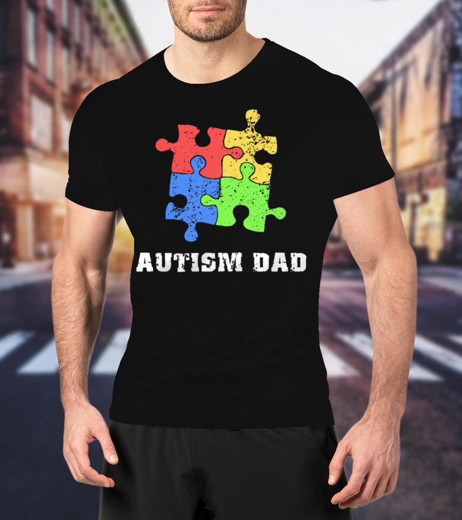 Autism Dad Puzzle Piece Support Educate Love Tee99 T-Shirt