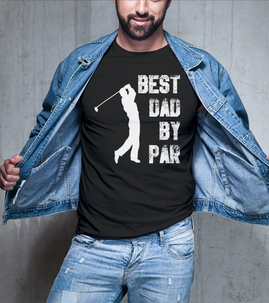 Best Dad By Par Funny Golf Lover Swinging Golfer T-Shirt