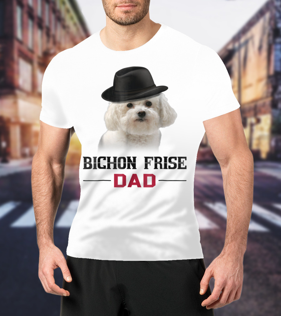 Bichon Frise Dad Puppy Wearing Fedora T-Shirt