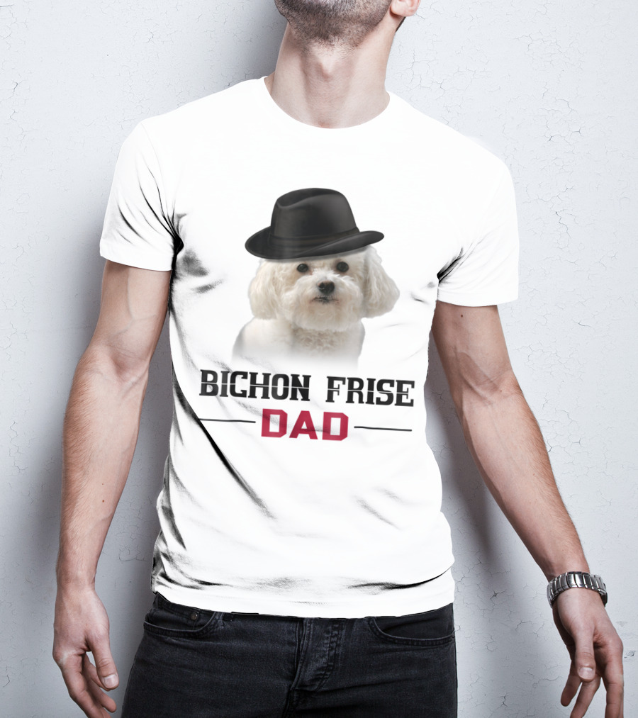 Bichon Frise Dad Puppy Wearing Fedora T-Shirt
