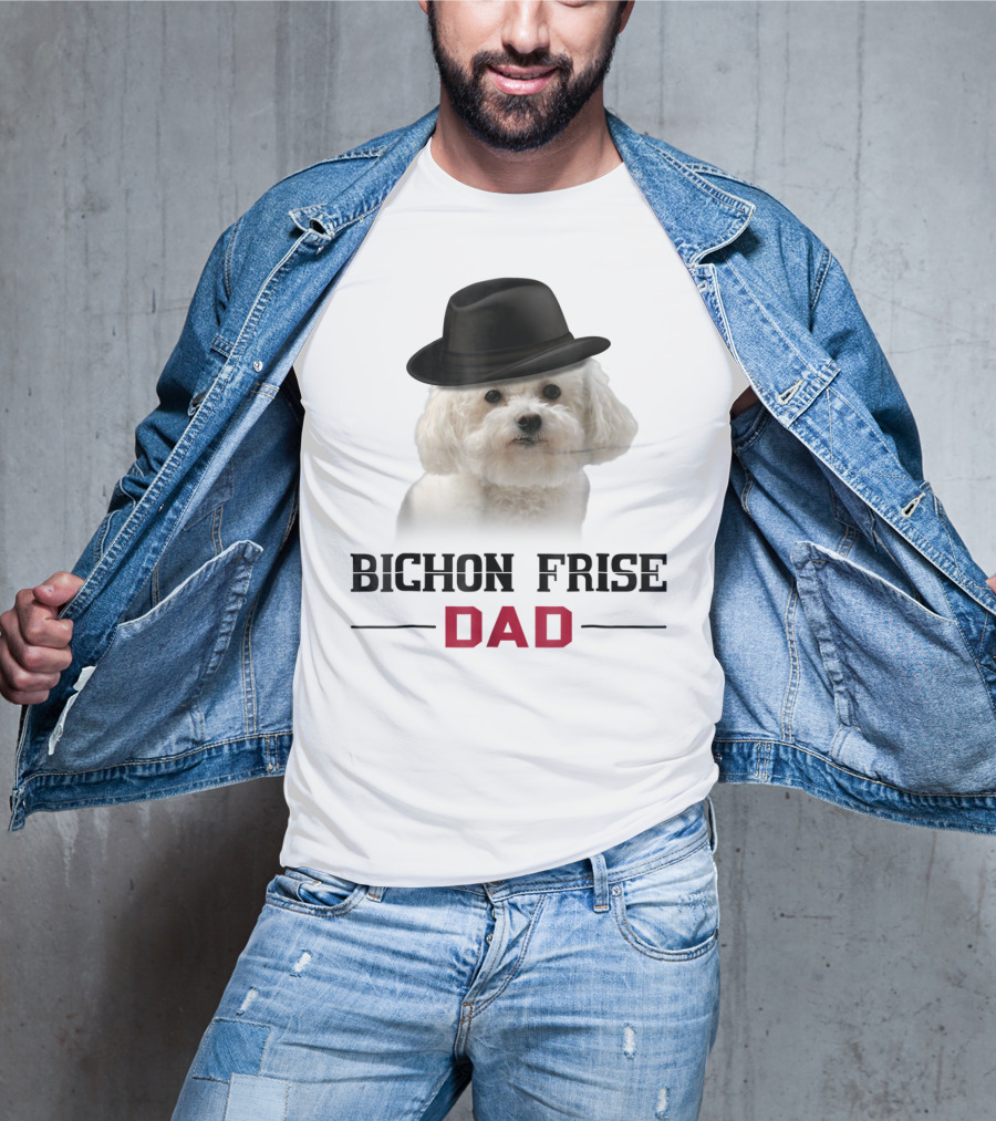 Bichon Frise Dad Puppy Wearing Fedora T-Shirt