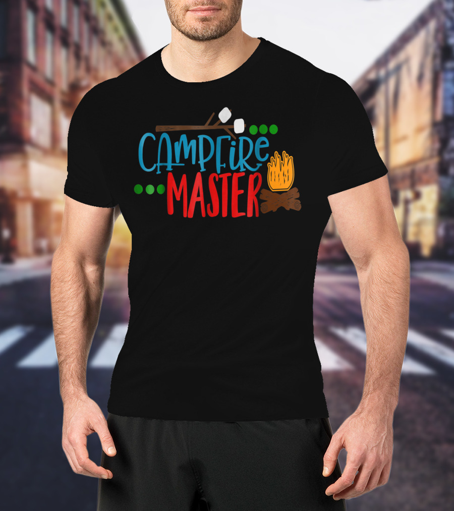 Campfire Master Marshmallows Bonfire Husband Dad Camping S'mores Bonfire80 T-Shirt