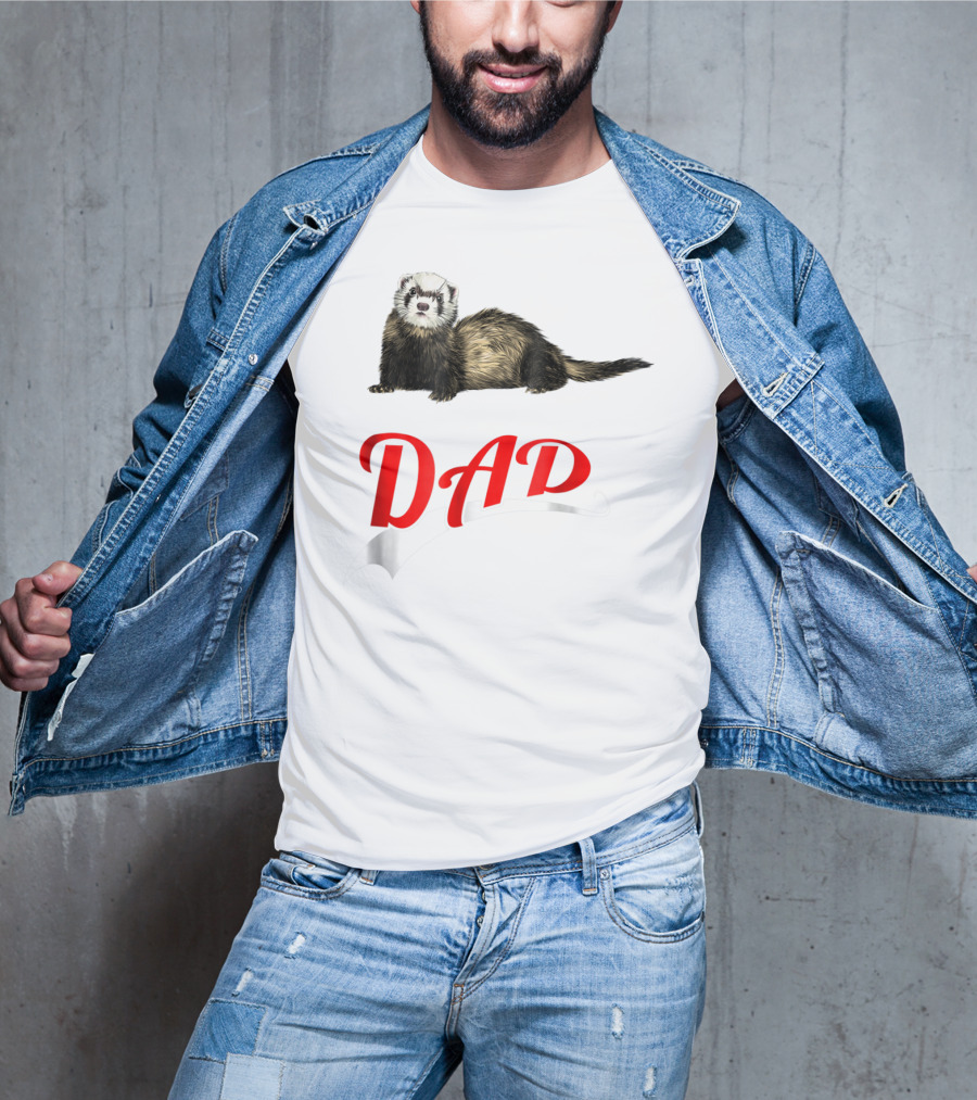 Ferret Dad Text With Realistic Animal Image T-Shirt
