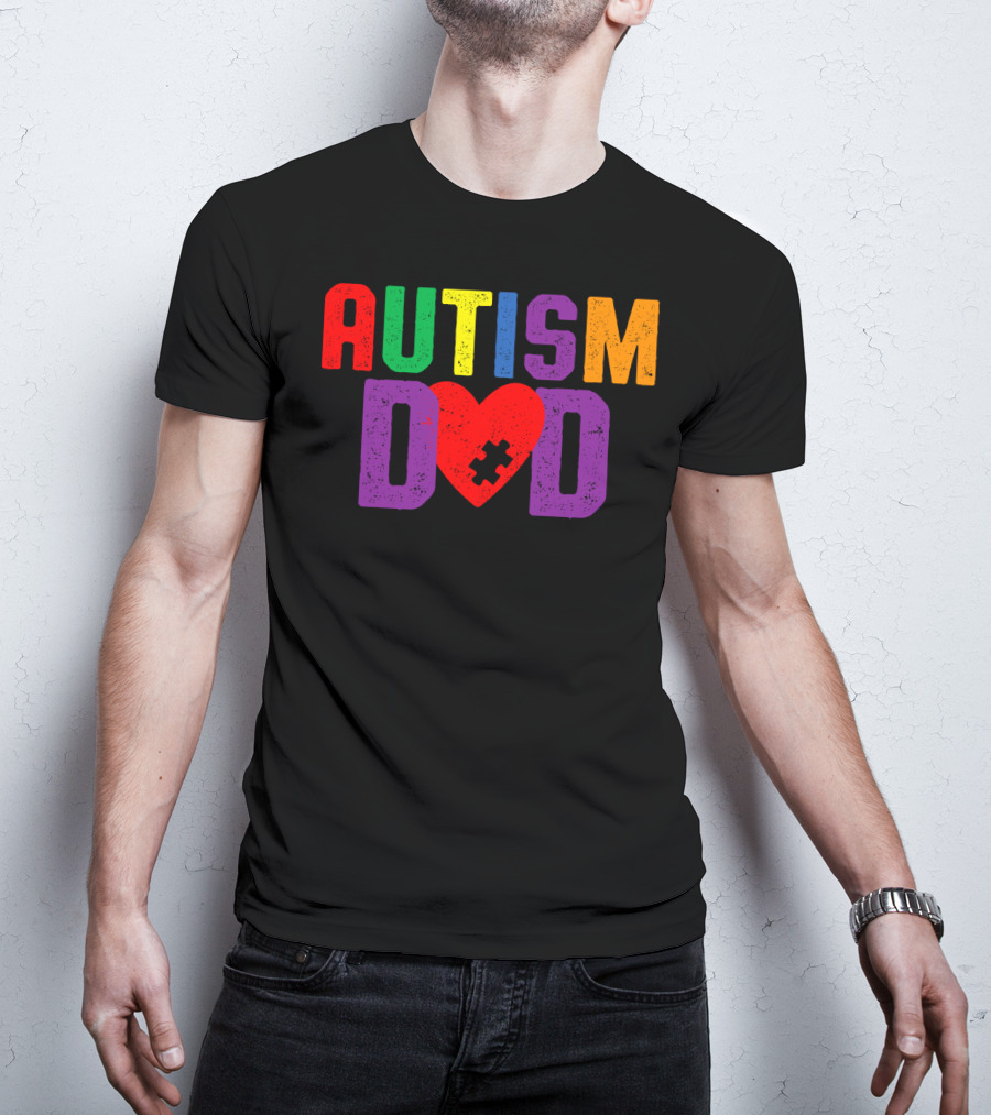 Autism Dad Heart Puzzle Piece Awareness 94 T-Shirt