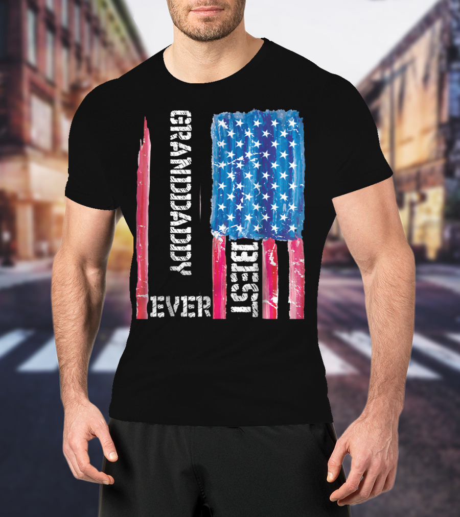Grandaddy Best Ever Distressed American Flag T-Shirt