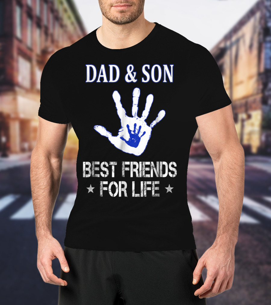 Dad And Son Best Friends For Life Handprint T-Shirt