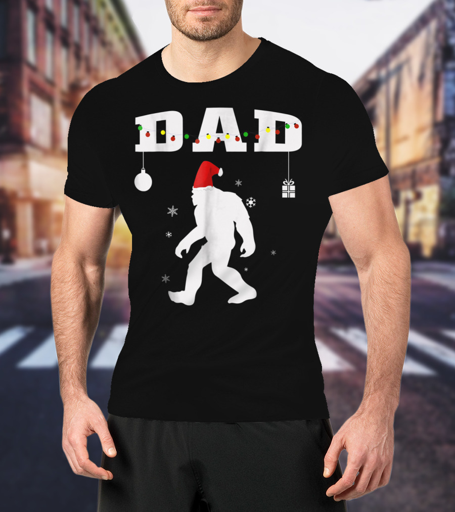 Dad Bigfoot Santa Christmas Family T-Shirt