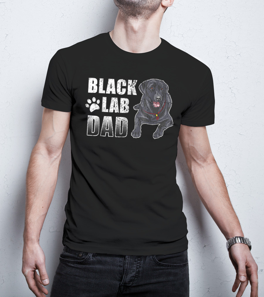 Black Lab Dad Dog Paw Print Graphic For T-Shirt
