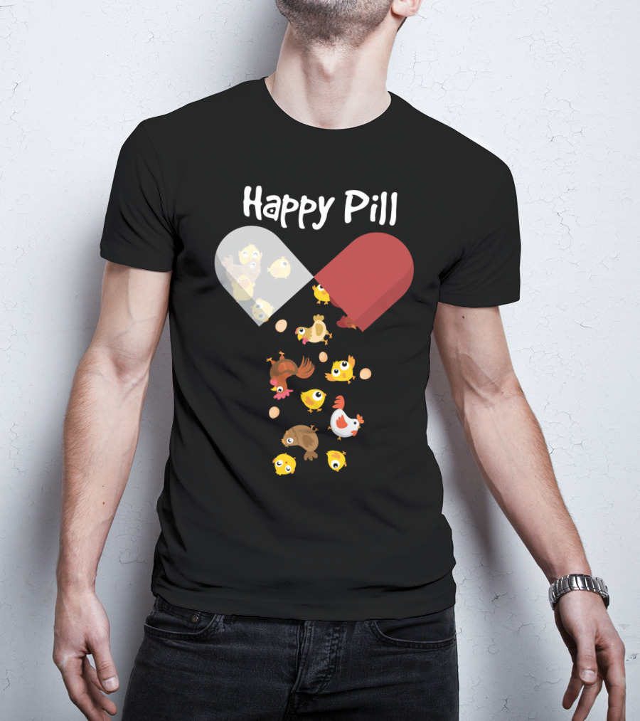Happy Pill Chickens Capsule Fun T-Shirt