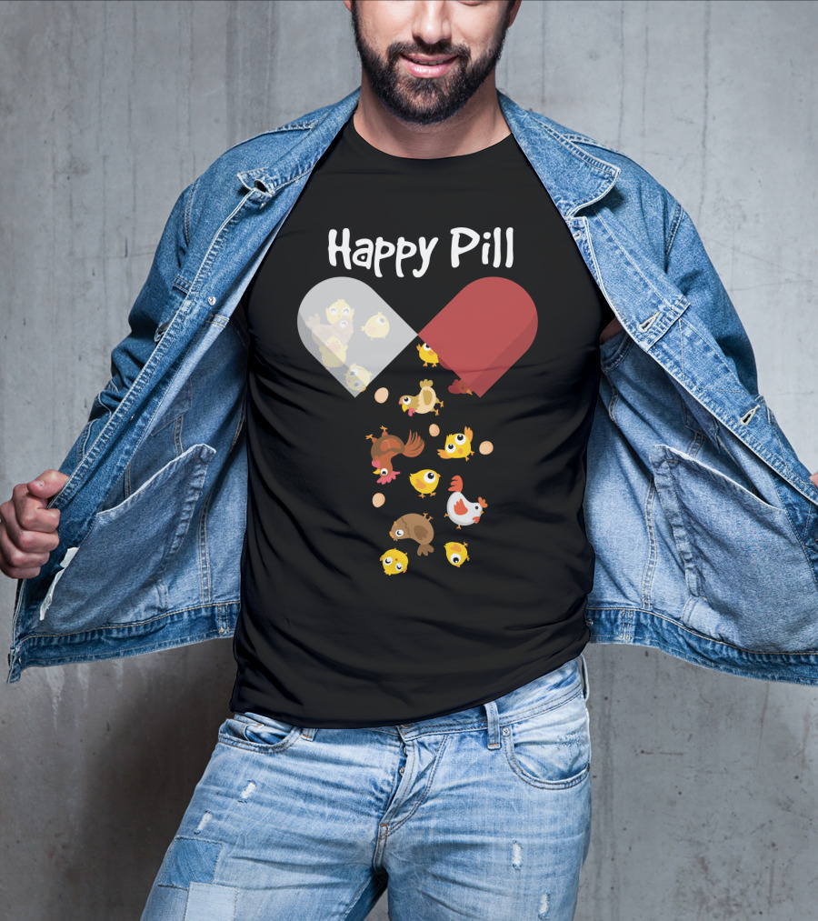 Happy Pill Chickens Capsule Fun T-Shirt