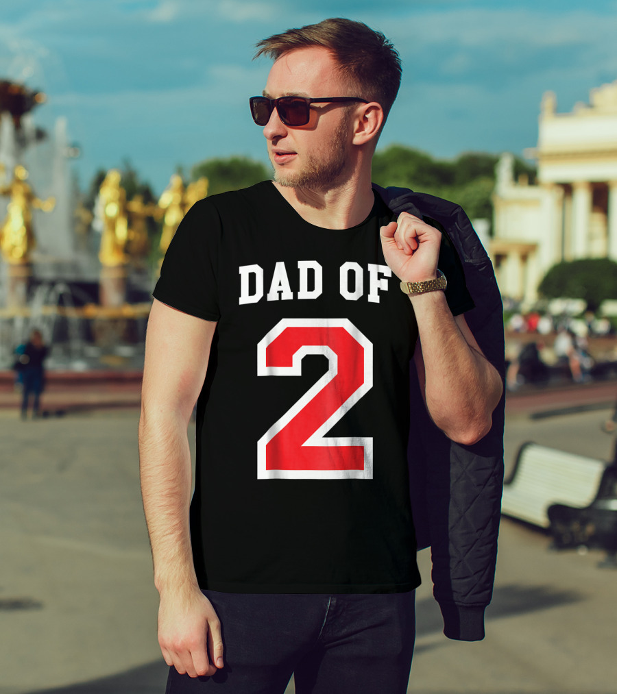 Dad Of Two Baseball Jersey Uniform Number 2 T-Shirt