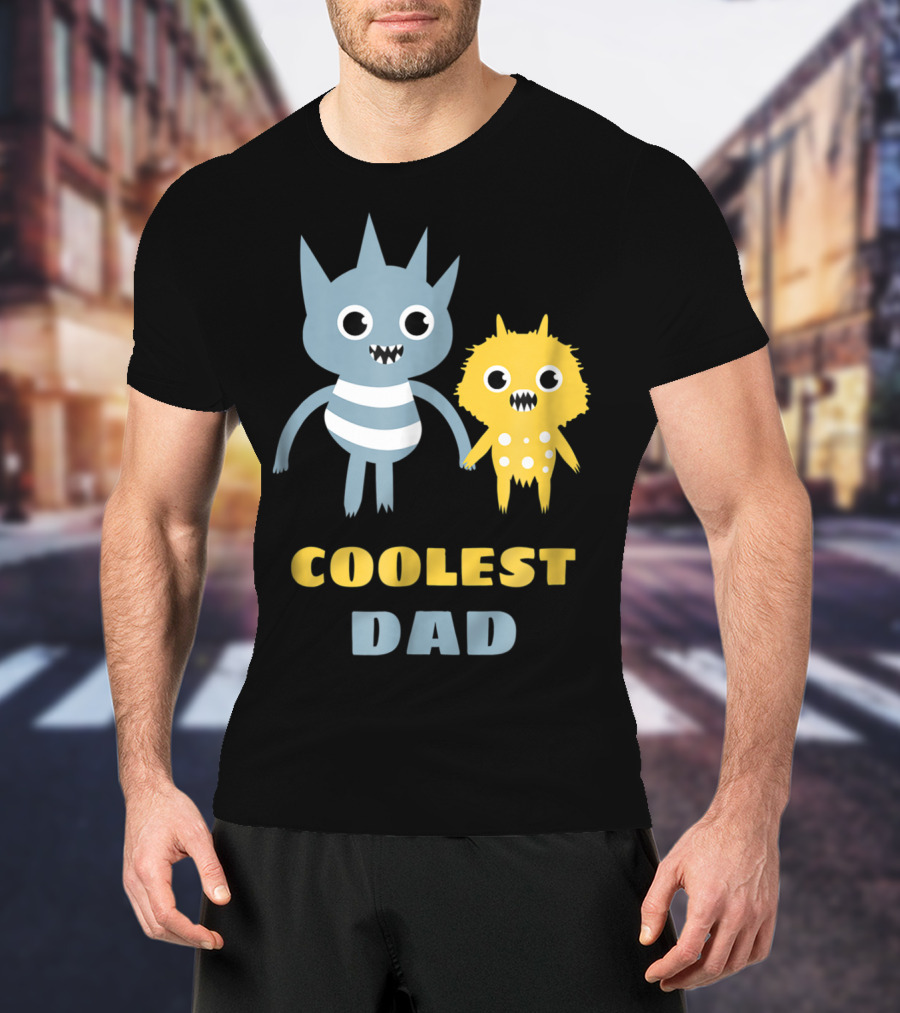 Coolest Dad Funny Monster Creatures Holding Hands T-Shirt
