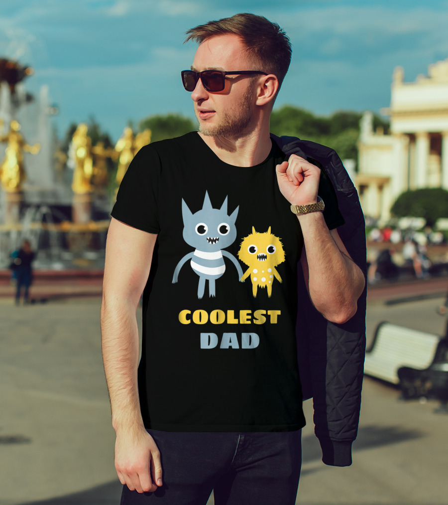 Coolest Dad Funny Monster Creatures Holding Hands T-Shirt
