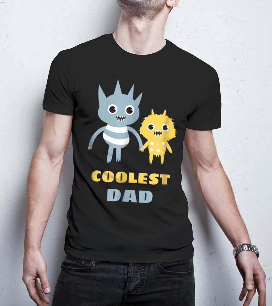 Coolest Dad Funny Monster Creatures Holding Hands T-Shirt