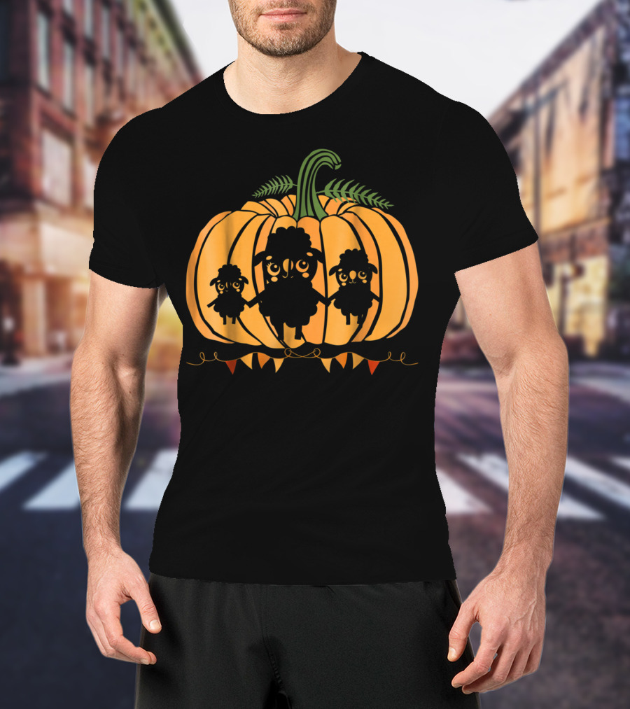 Cute Sheep Family Halloween Pumpkin Dad Mom85 T-Shirt