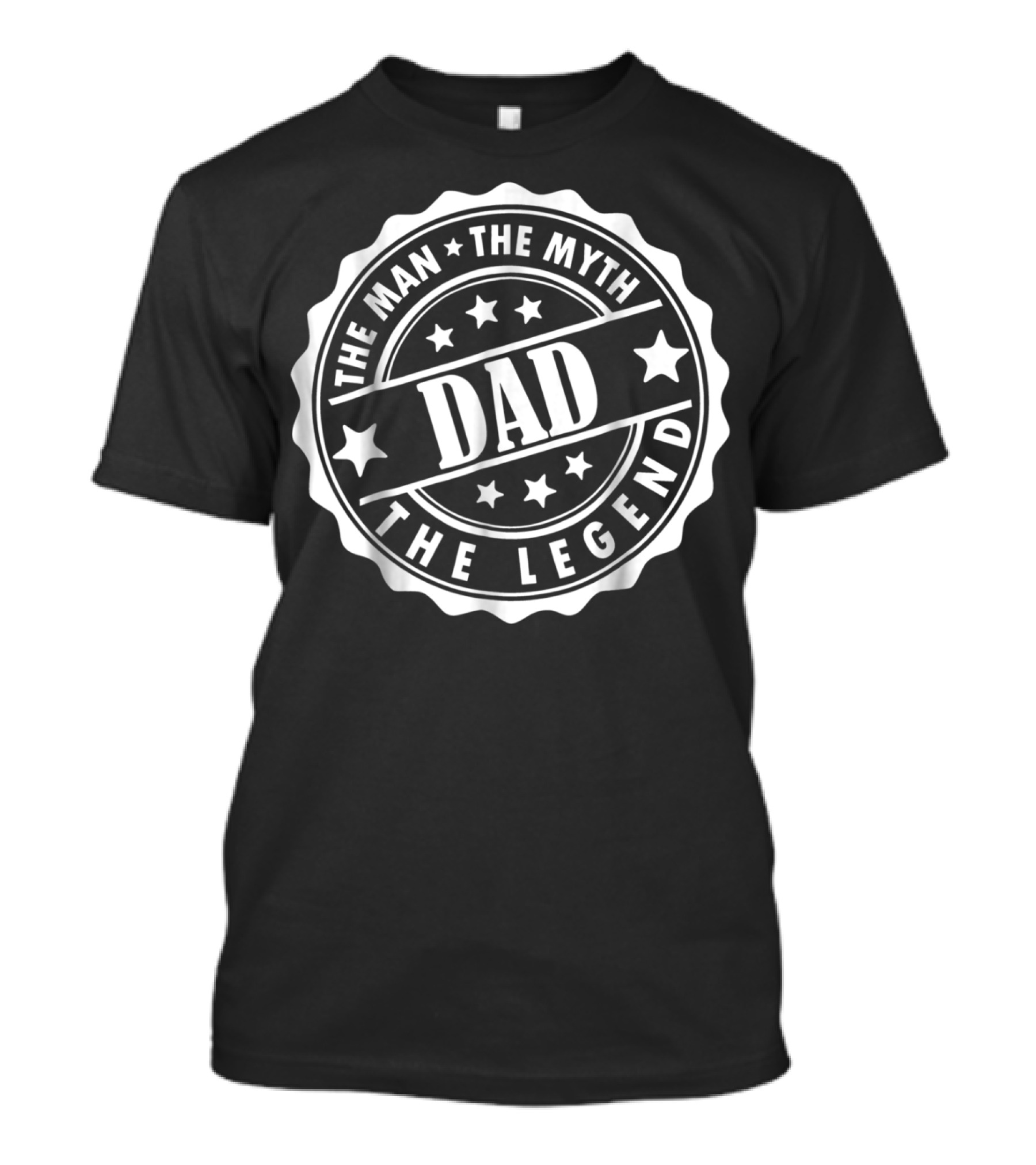 Dad The Man The Myth The Legend Dad Badge Style With Stars And Circles T-Shirt