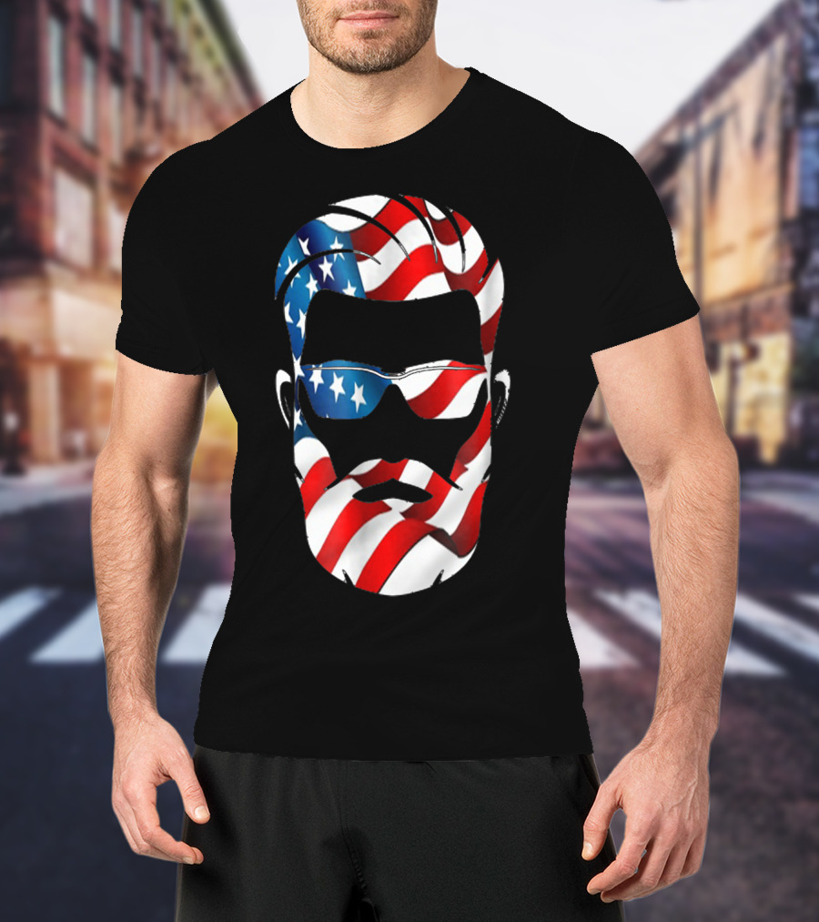 Bearded Dad US Flag Independence Day T-Shirt