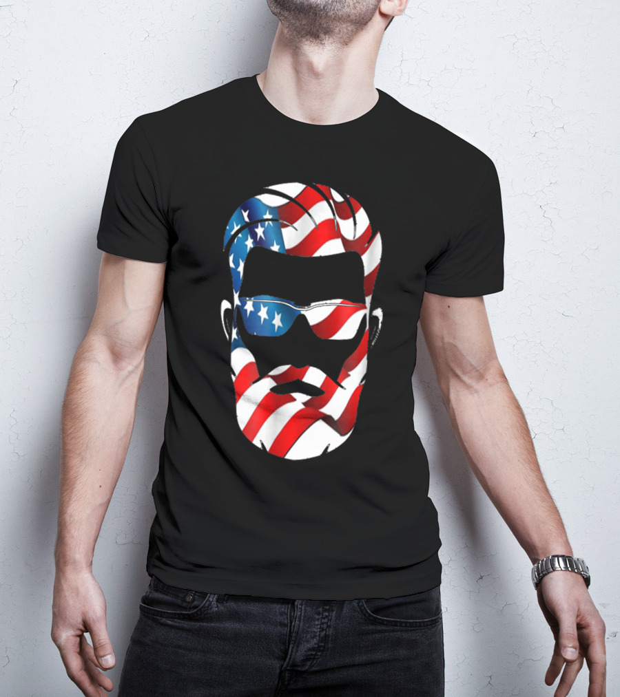 Bearded Dad US Flag Independence Day T-Shirt