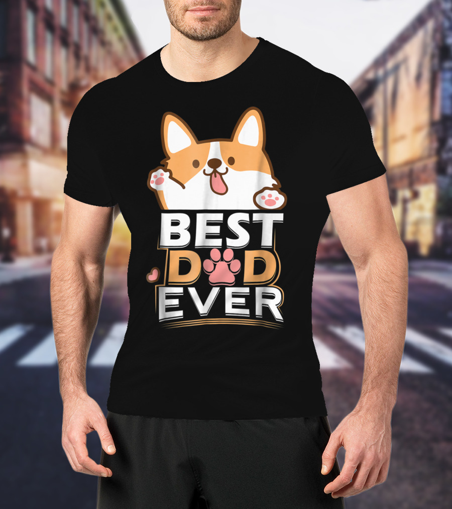 Best Dog Dad Ever Corgi Paws And Ears T-Shirt
