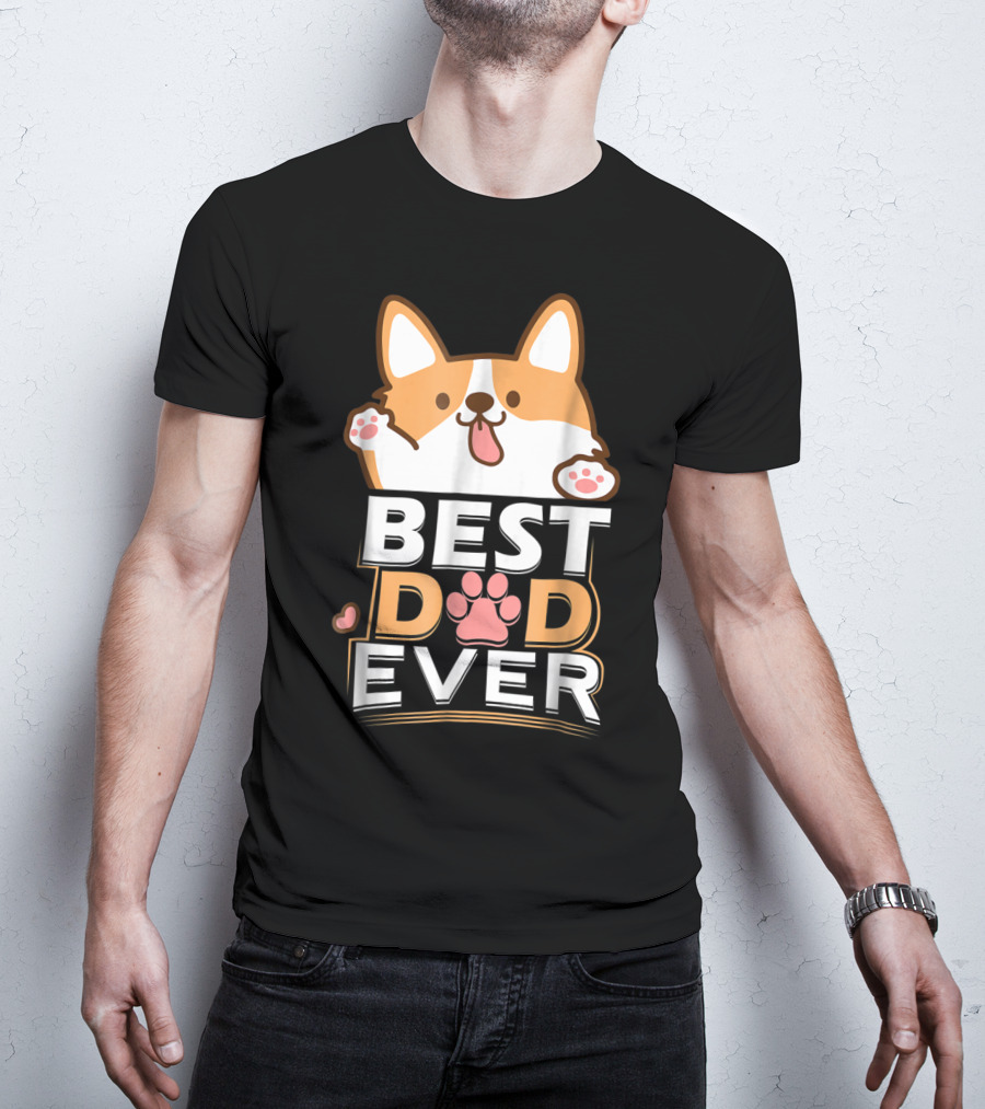 Best Dog Dad Ever Corgi Paws And Ears T-Shirt