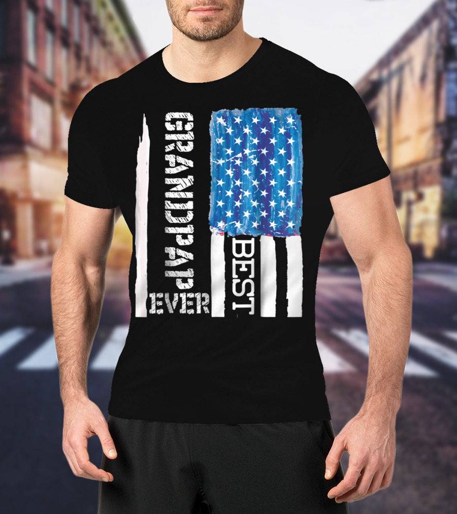Best Grandpap Ever Distressed American Flag Design 68 T-Shirt