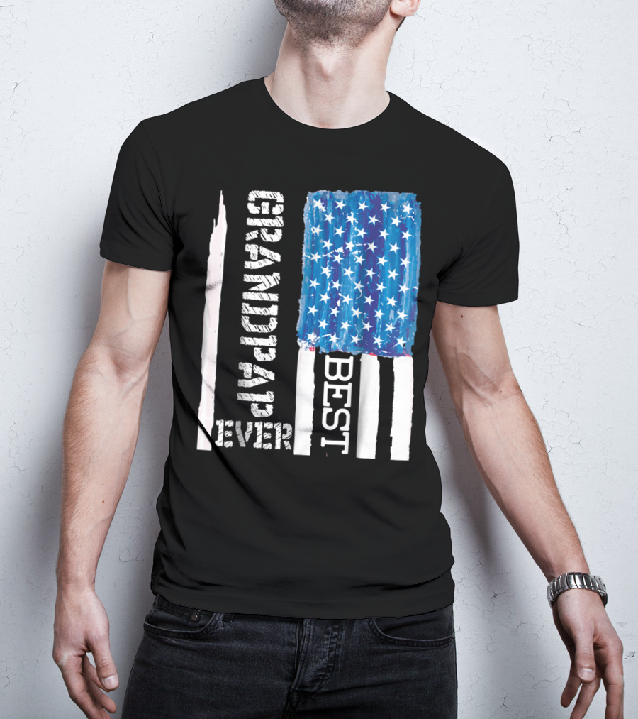 Best Grandpap Ever Distressed American Flag Design 68 T-Shirt