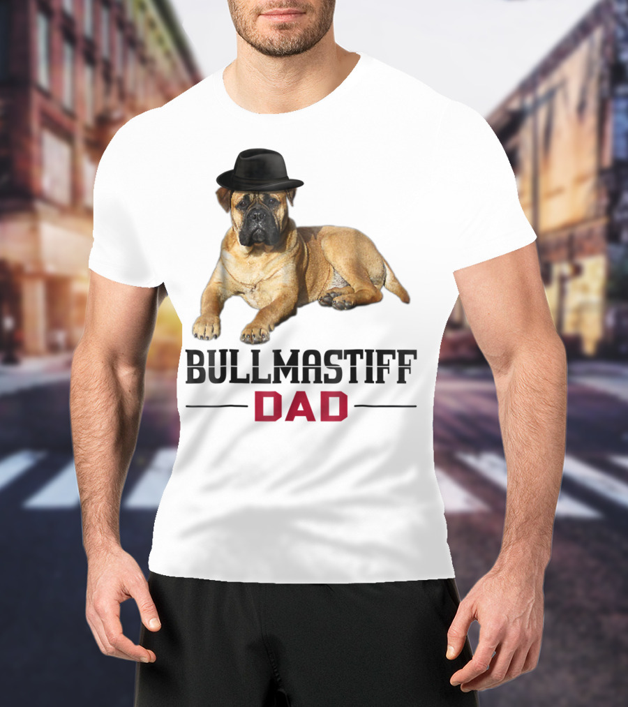 Bullmastiff Dad With Dog Lovers Hat T-Shirt