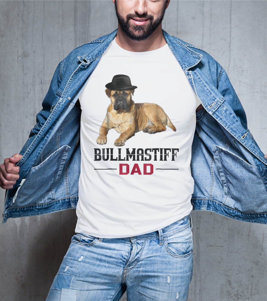 Bullmastiff Dad With Dog Lovers Hat T-Shirt