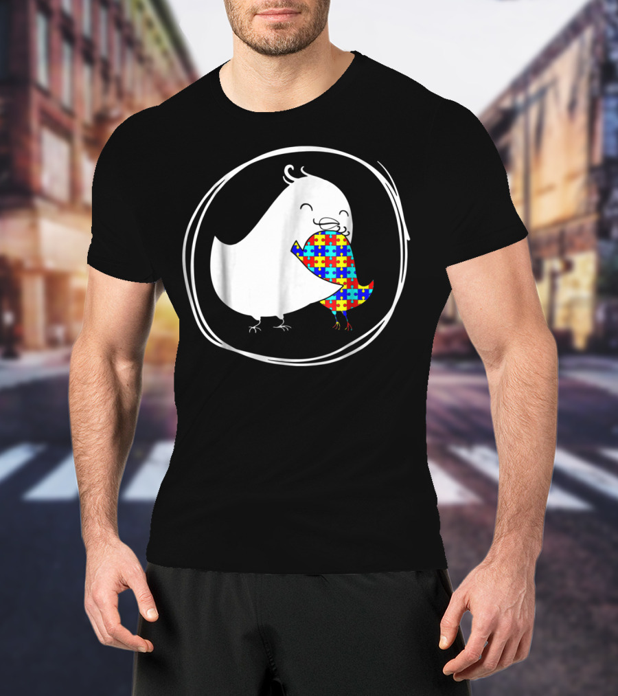Chicken Embrace Autism Puzzle Pattern Awareness T-Shirt