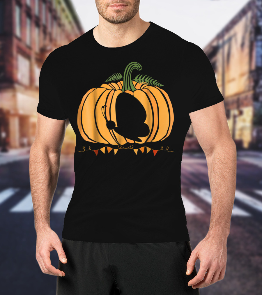 Cool Butterfly And Pumpkin Halloween For Kid Dad Mom T-Shirt