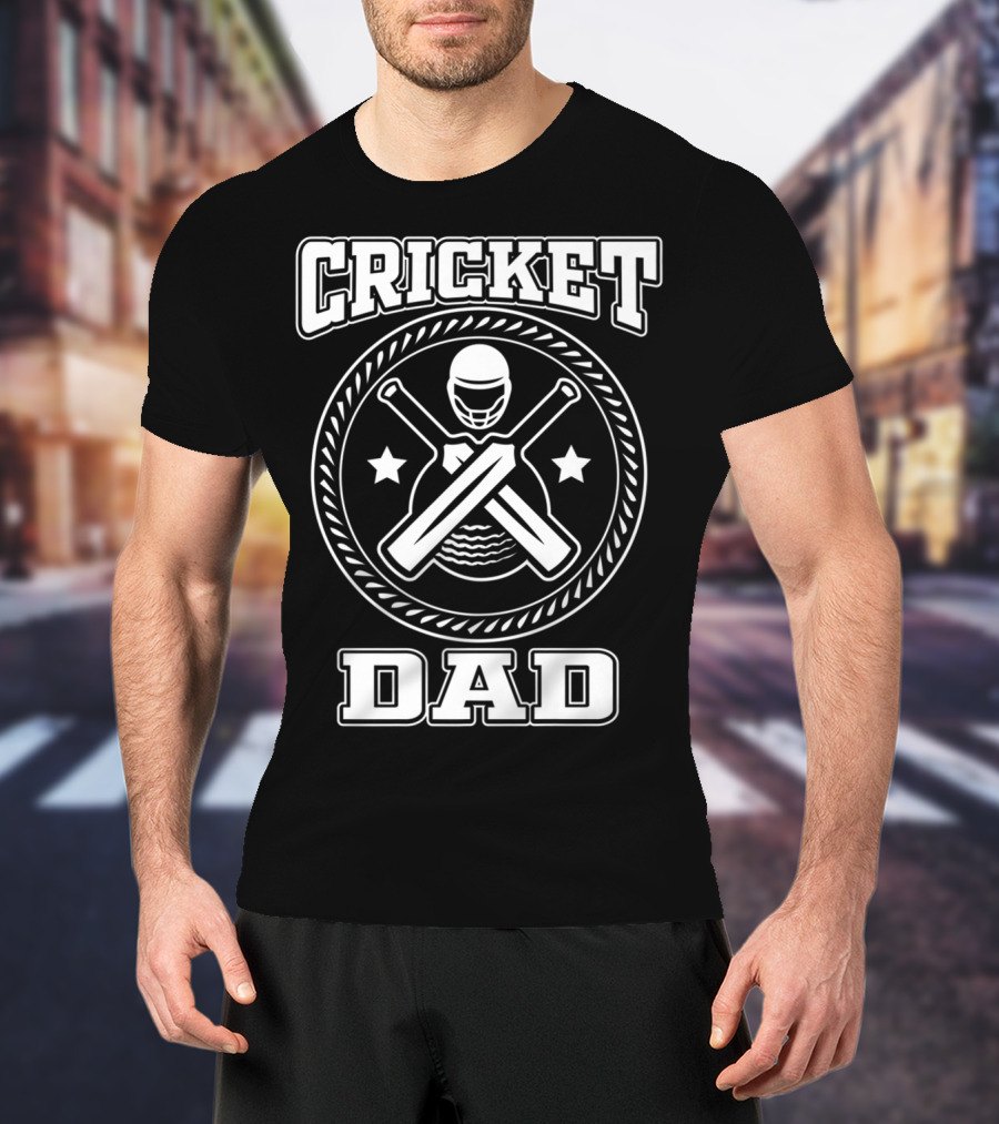 Cricket Dad Sports Bat Ball Team Game T-Shirt