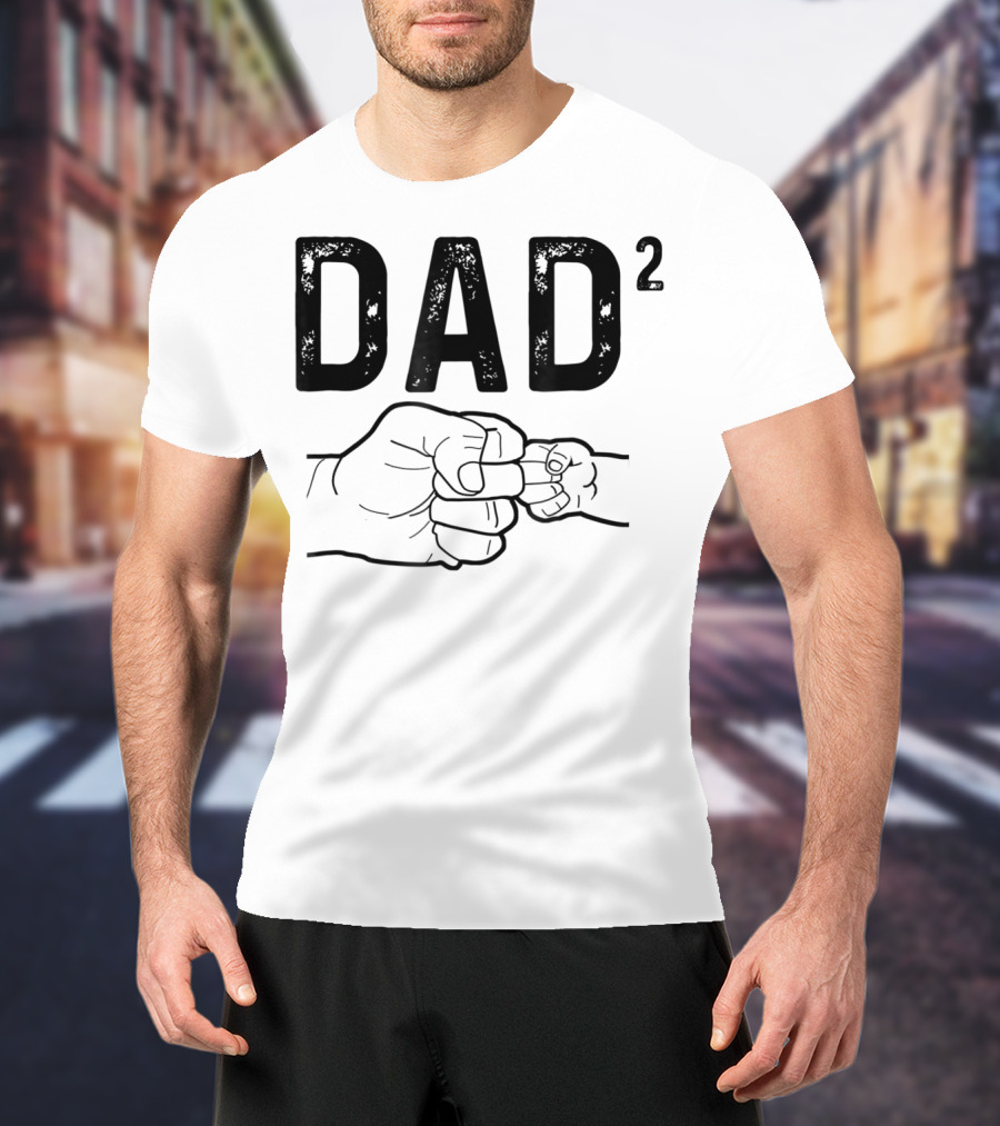 Dad Squared Fist Bump Baby Announcement T-Shirt