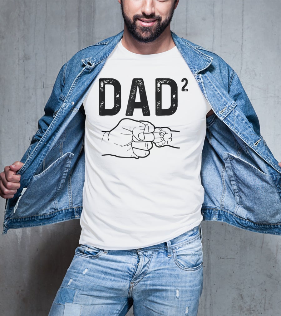Dad Squared Fist Bump Baby Announcement T-Shirt