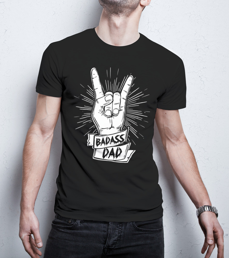 Badass Dad Father And Son Rock Hand Symbol Matching17 T-Shirt