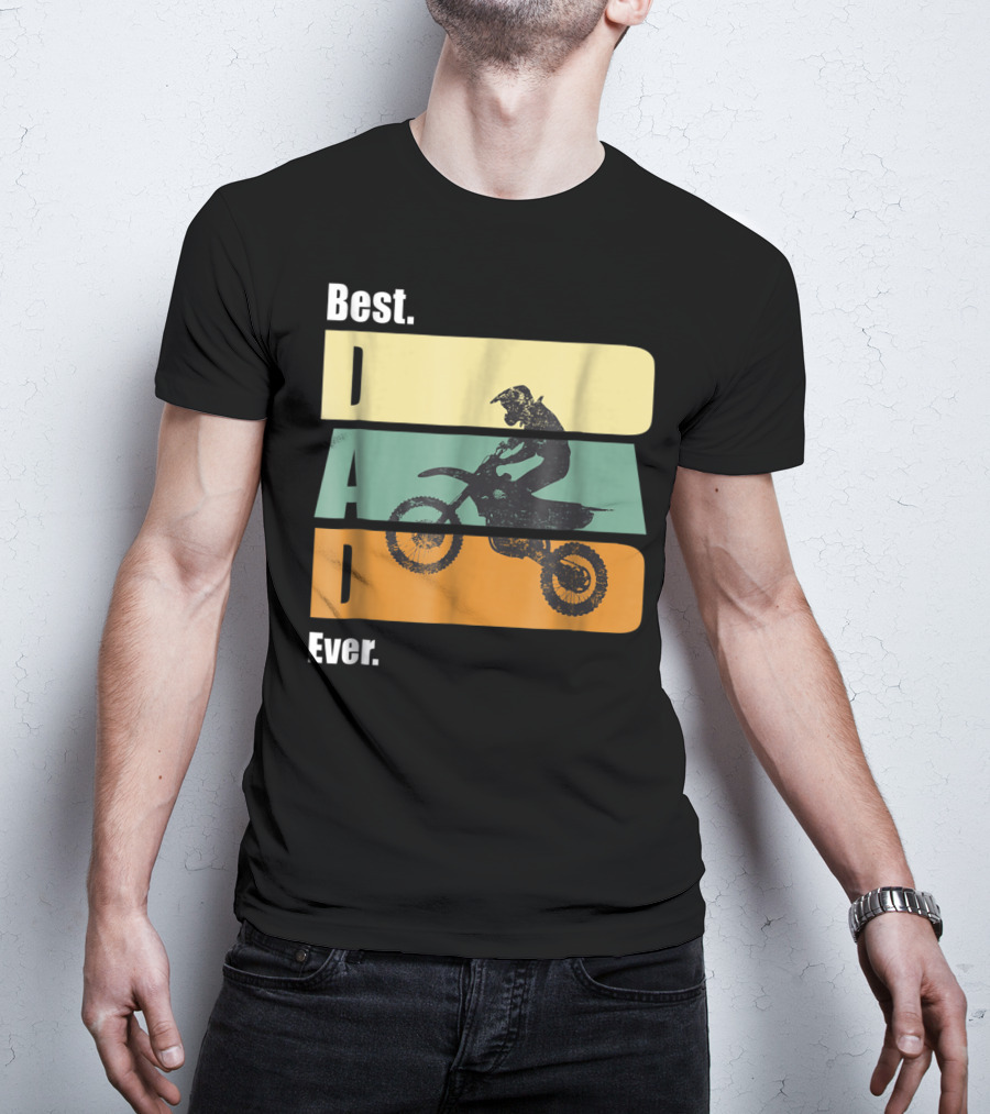 Best Motocross Dad Ever Funny For Fathers Retro Motorcycle Rider T-Shirt