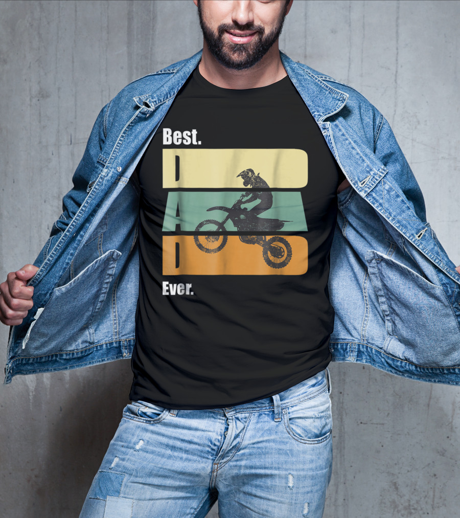 Best Motocross Dad Ever Funny For Fathers Retro Motorcycle Rider T-Shirt