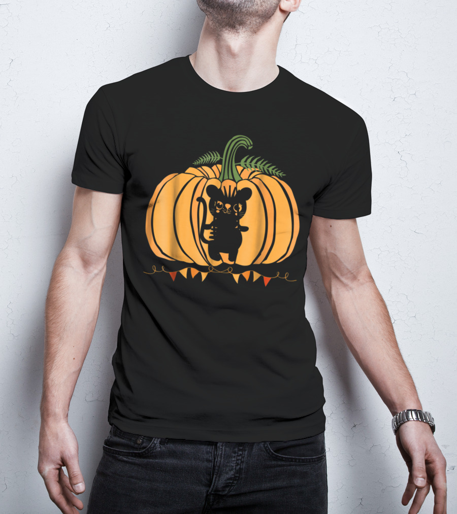 Cool Cat Halloween Pumpkin Dad Mom With Cute Cat Inside Pumpkin T-Shirt