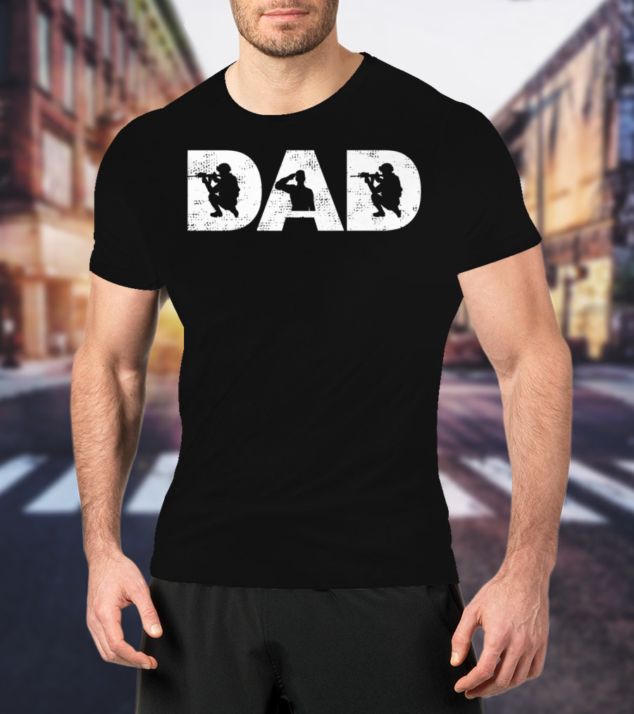 Dad Best Military Papa Silhouette Soldiers T-Shirt
